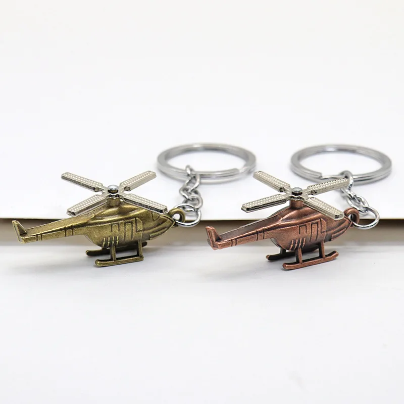 Retro Creative Three-dimensional Helicopter Car Keychain Pendant Men's Backpack Pendant Pendant