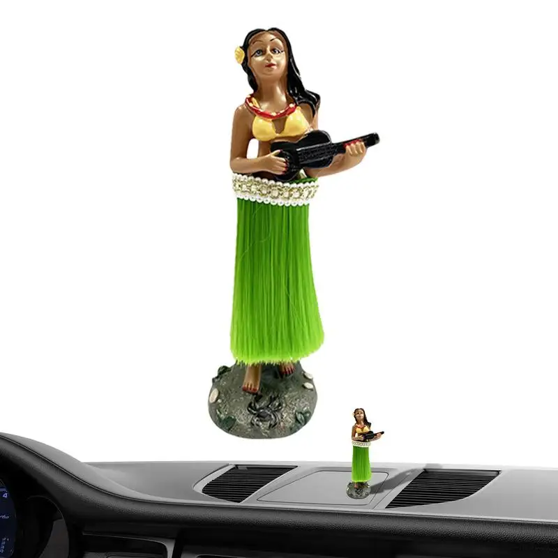 Hawaiian Girl Ornaments Girl Bobbleheads Hawaiian Figurine Portable Girl Bobble Shaking Head Dancing Toy For Cars Suvs