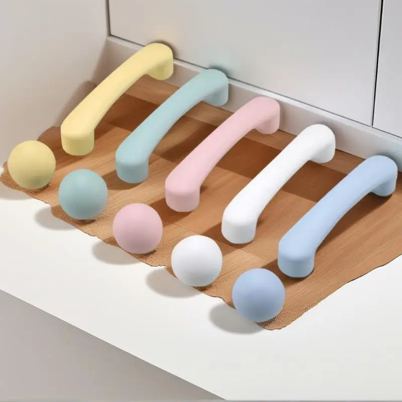 الشمال نمط السيراميك الأطفال مقابض للخزانة معكرون الملونة مقابض أدراج مستديرة وتسحب مقابض أثاث الأطفال #2