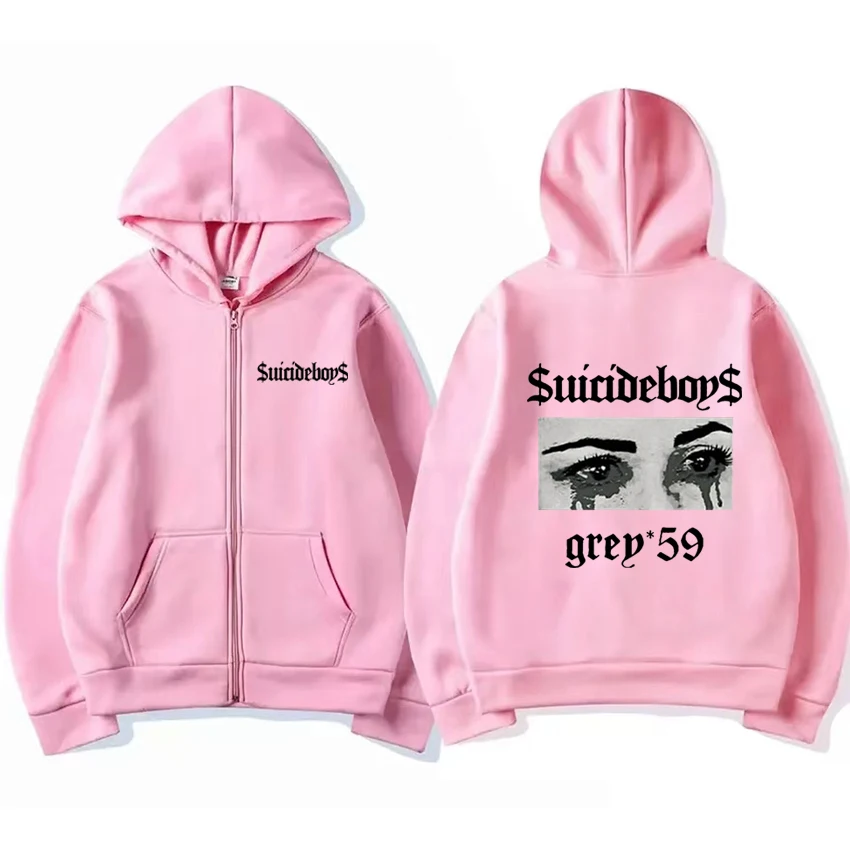 Sunordeboys-Manteau à capuche zippé pour hommes et femmes, sweat à capuche vintage, streetwear décontracté unisexe, pull Smile, veste Hip Hop G59, 40%, automne et hiver