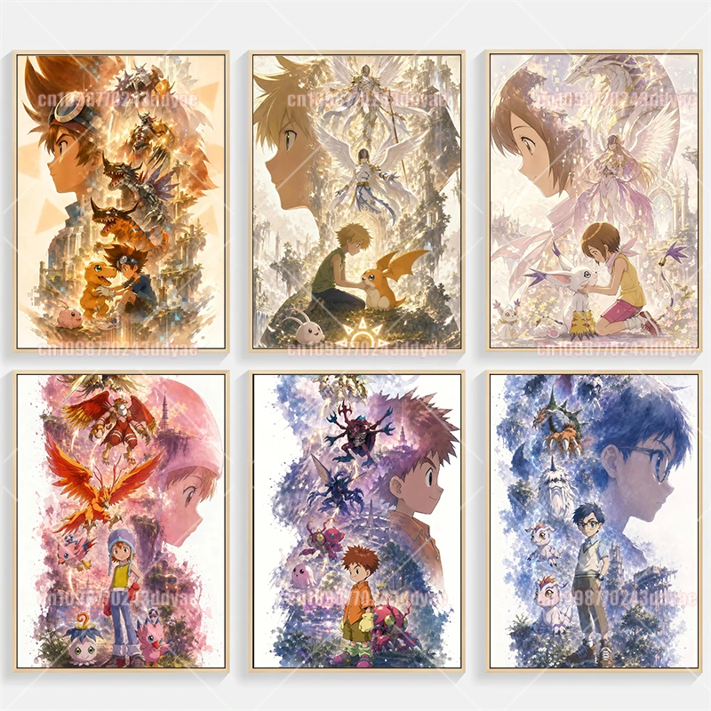 Japanese Anime Peripheral Pokémon Retro Illustration Decoration Wall Art Watercolor Painting Modern Painting Room Decoration view 2