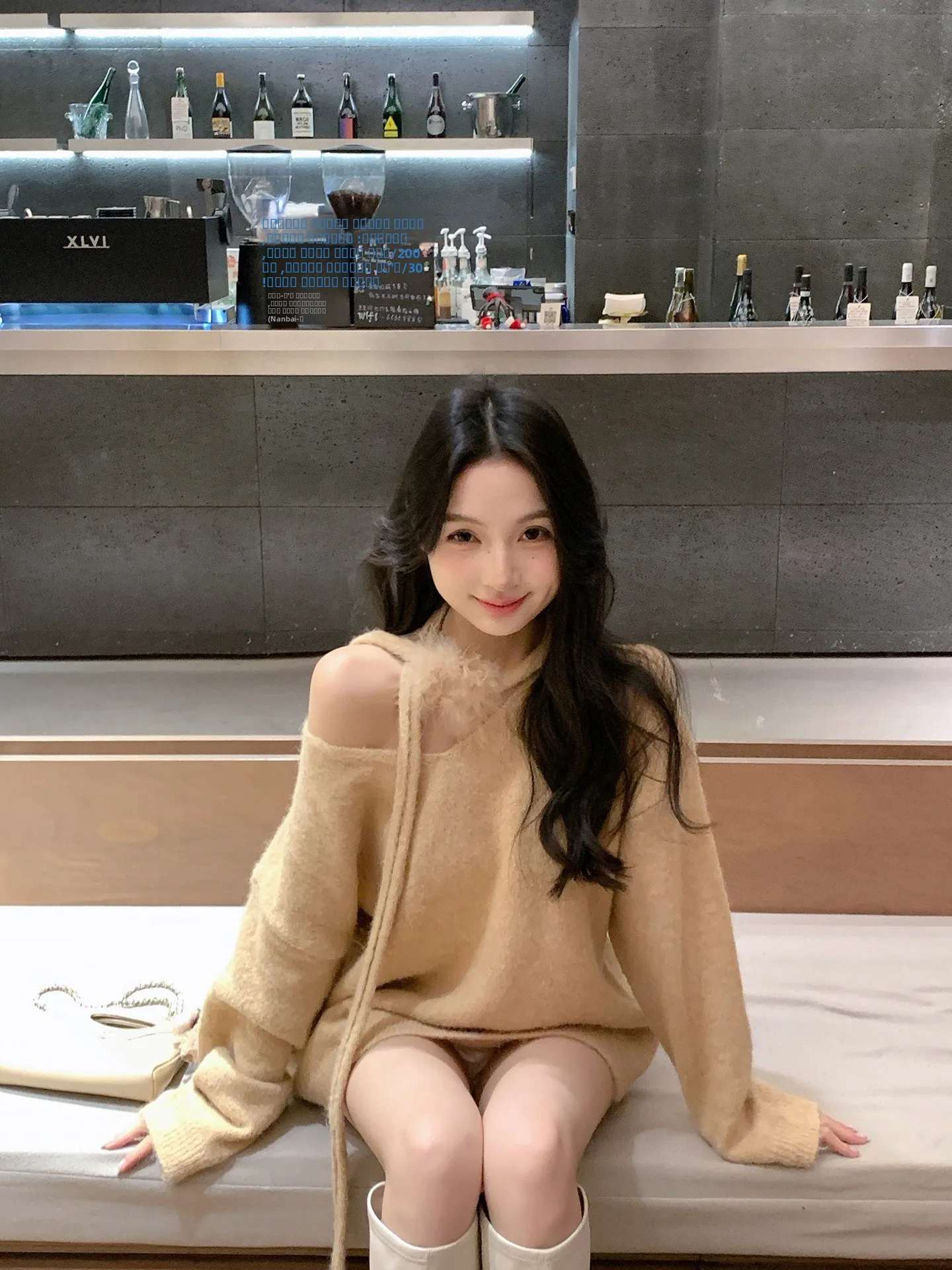 

ZhouYeye Lazy Pure Desire oulder Bared Sweater Women's Winter Slant oulder Inner Wear Base irt Sweet Sle Loose Fit