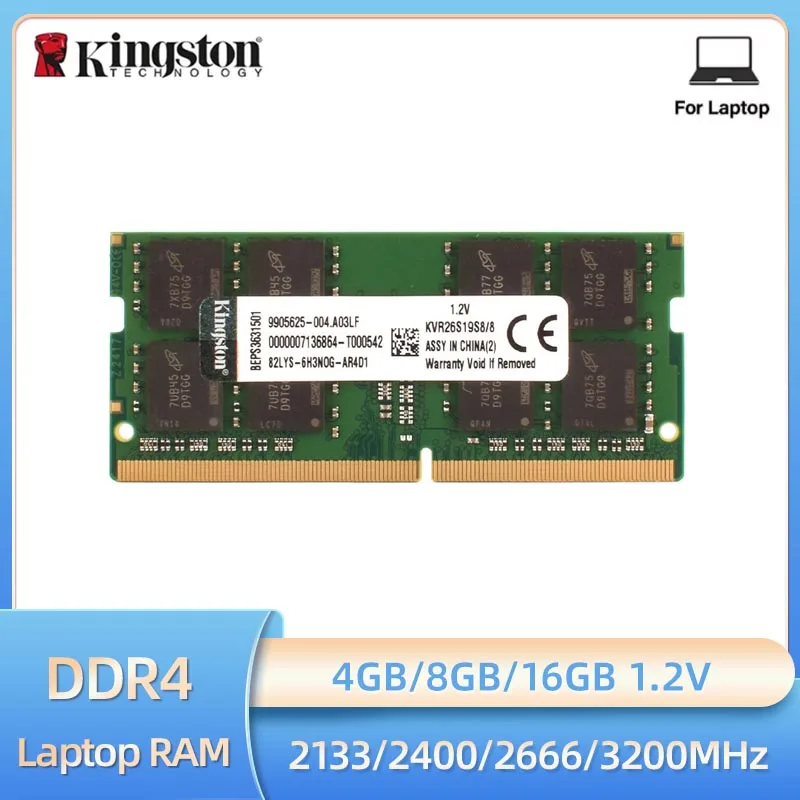 Memoria RAM para Portátil Kingston DDR4 4GB 8GB 2133MHz 2400MHz 2666MHz 16GB 3200MHz SO-DIMM PC4-21300 PC4-25600 1.2V