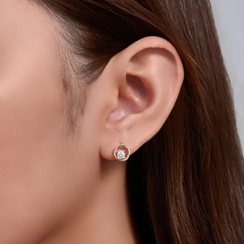 S925 فضة هندسية مستديرة الجوف الزركون أقراط للنساء أنيقة الراقية تصميم الحد الأدنى مجوهرات فاخرة #2