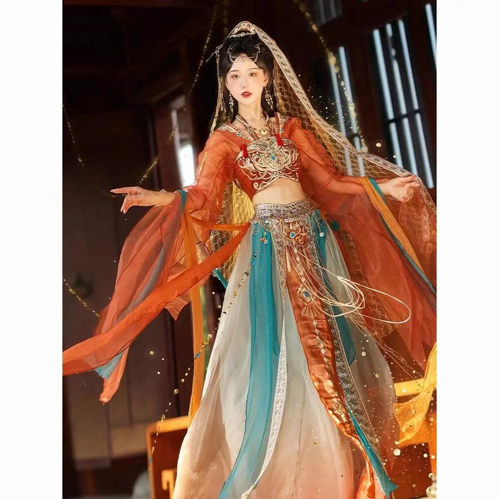 Dunhuang Feitian ropa de princesa occidental Hanfu, fotografía exótica, foto, disfraz de baile de estilo chino, ropa China para mujer