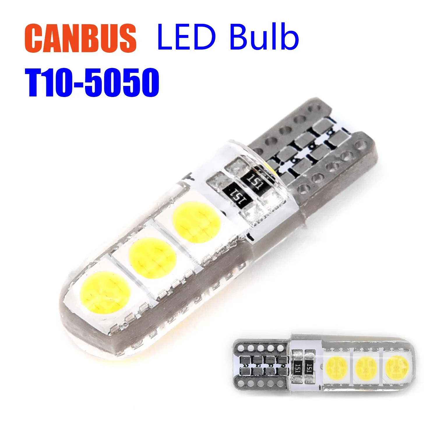 Guscio in Silicone Canbus LED bianco 12V DC targa 10 pz 194 W5W Car-5050-6SMD risparmio energetico ecologico