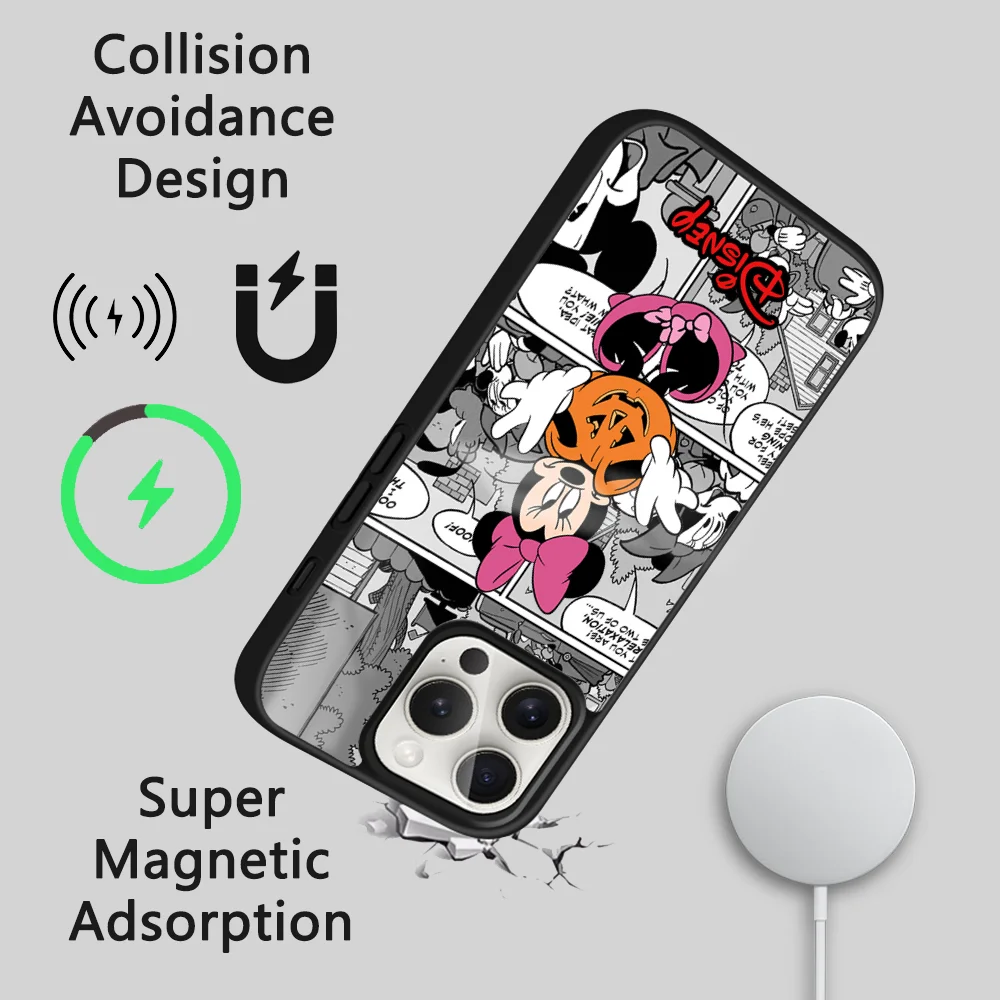 Halloween minnie myš telefon pouzdro pro iPhone 16 15 14 13 12 11pro pro maxi plus mini mala MagSafe zrcadlo bezdrátový magnetický zakrýt