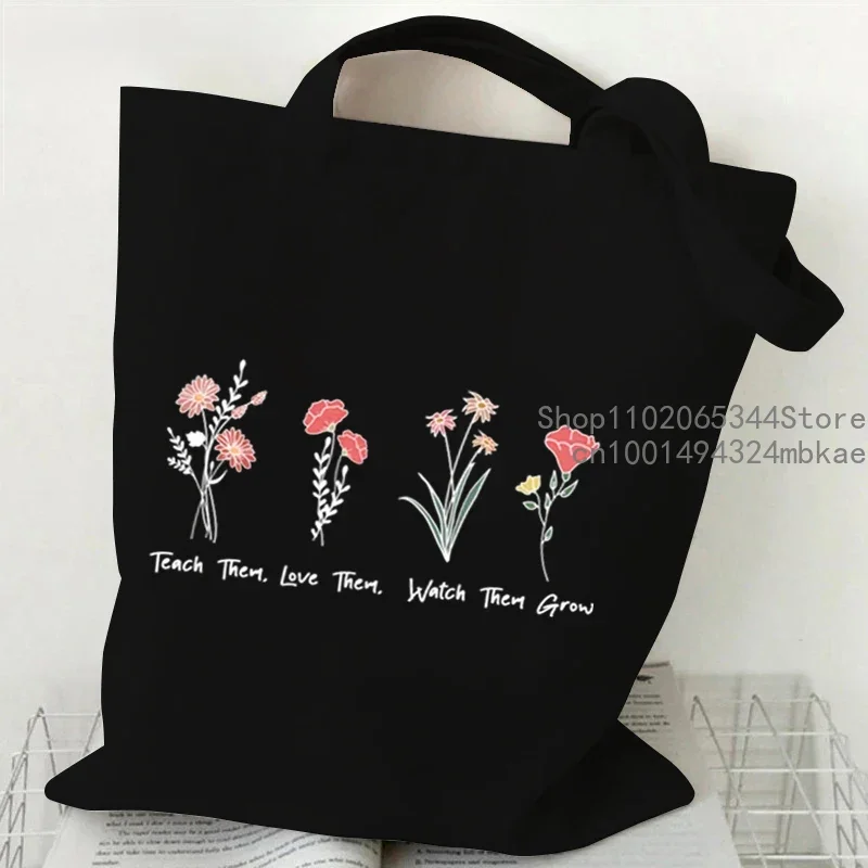 Battery Life of A Teacher Print Graphics Tote Bag Women\'s Floral Teacher Shoulder Bag Fashion Gifts for Teachers Y2K Handbags