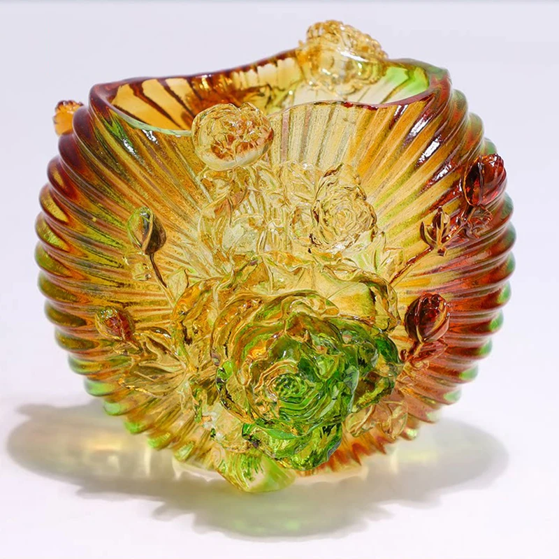 Luxury Crystal Peony Flower Small Vase Gorgeous Pen Holder Jewery Container Desktop Decoration Ornament Women Birthday Gift