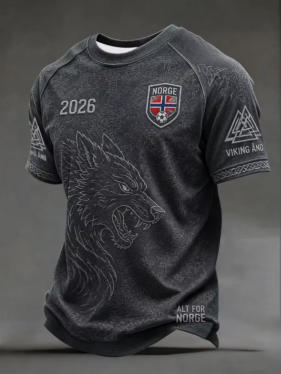 2026/27 Edition Norwegian Football Training T-Shirt-3D Digital Printing Comfortable and Breathable Family-Personalized Clothing