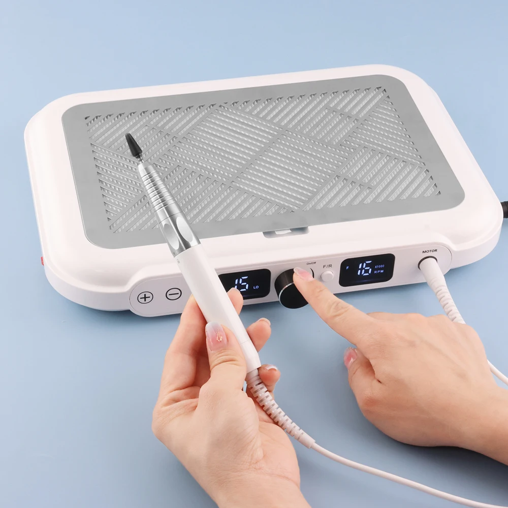 Machine de collecte de poussière d'ongles de couleur rose, 4500 tr/min, poignée sans balais, 2 ventilateurs, aspirateur d'aspiration pour Nail Art avec filtre amovible
