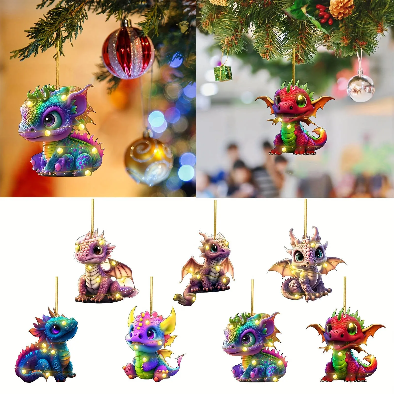 

Christmas Gifts Dragon Baby Acrylic Christmas Hanging Ornament Christmas Tree Hanging Ornament Pendant Navidad Accessories 2023