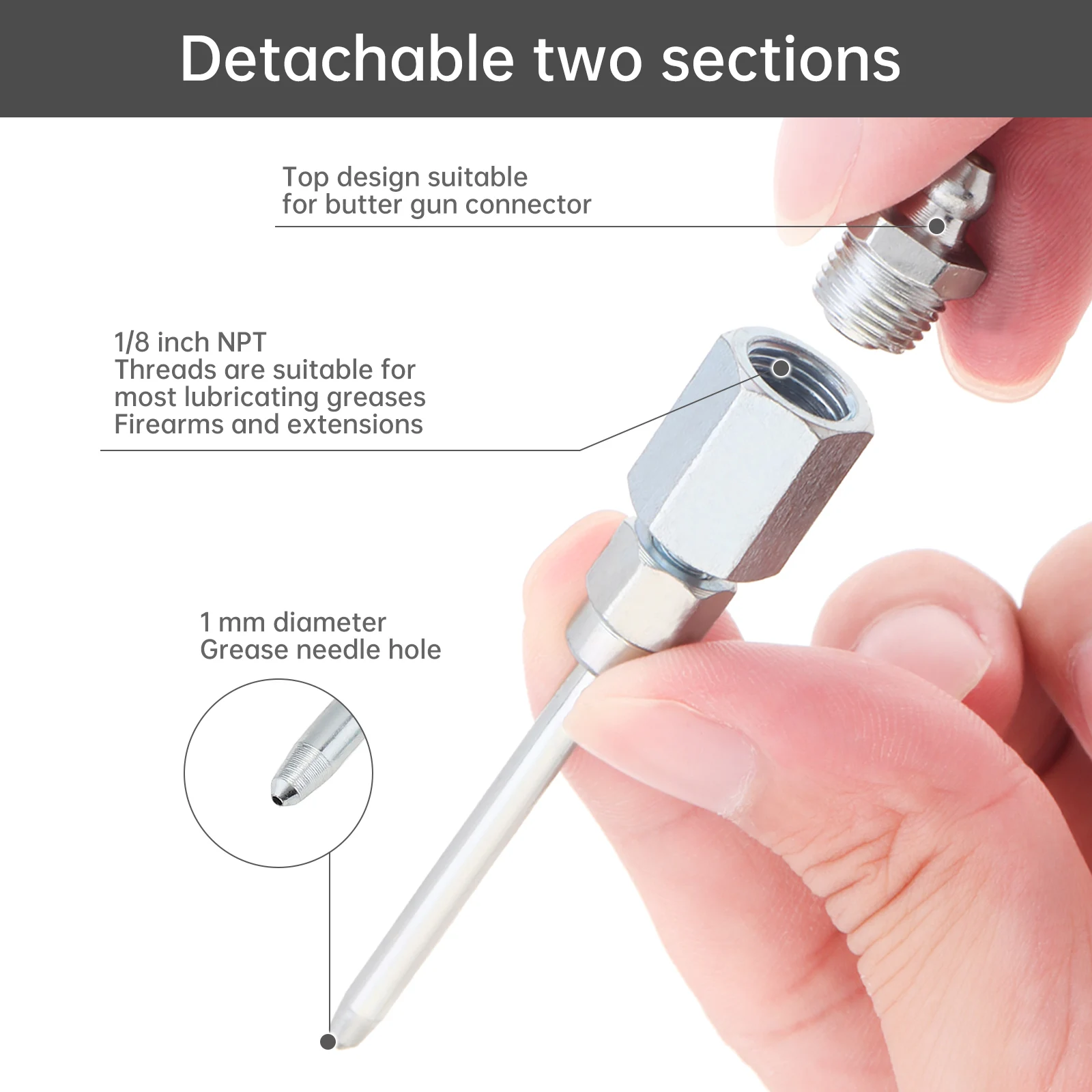 Boquilla acopladora de pistola de engrase, Kit de accesorios de pistola de mantequilla de 90 grados, accesorios de engrase de aguja, adaptador de