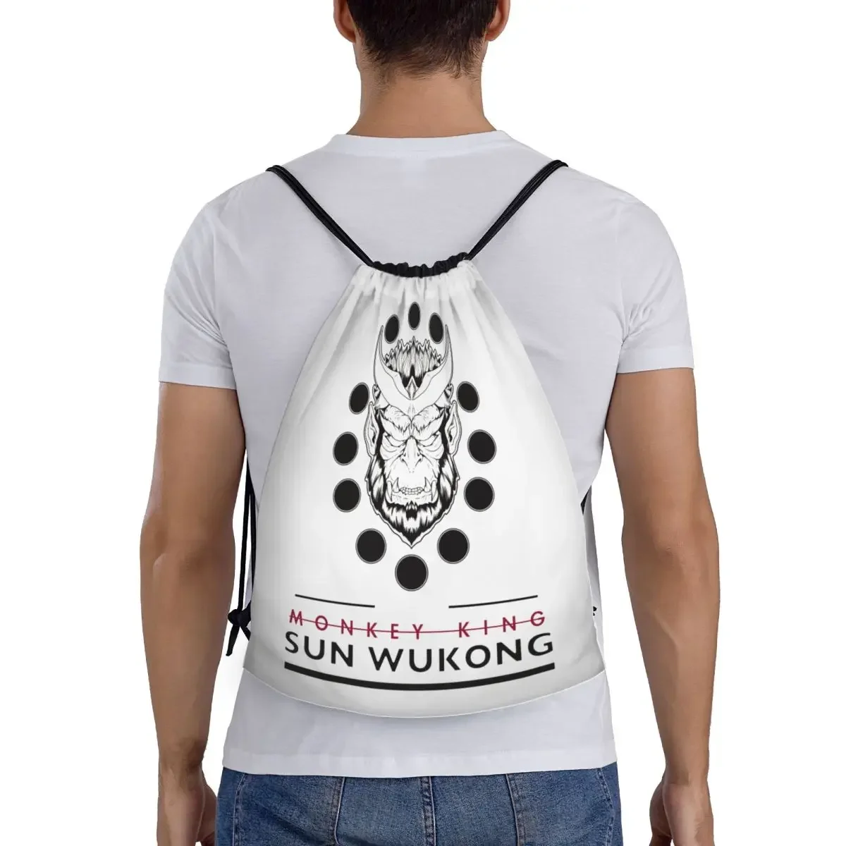 Sac à dos de sport pliable personnalisé Monkey King Wukong, mythe et folklore, proximité Wstring, sac de sport de gym, sac à dos d'entraînement de jeu vidéo, sacs à dos de stockage