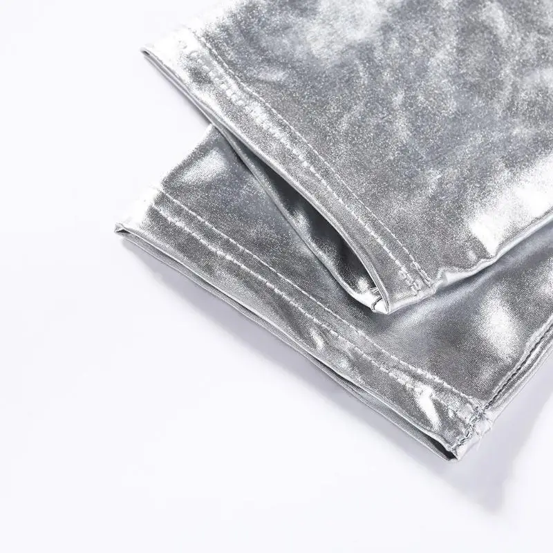 652F Women High Waisted Shiny Stretchy Full Length Leggings Dance Pants Yoga Pants