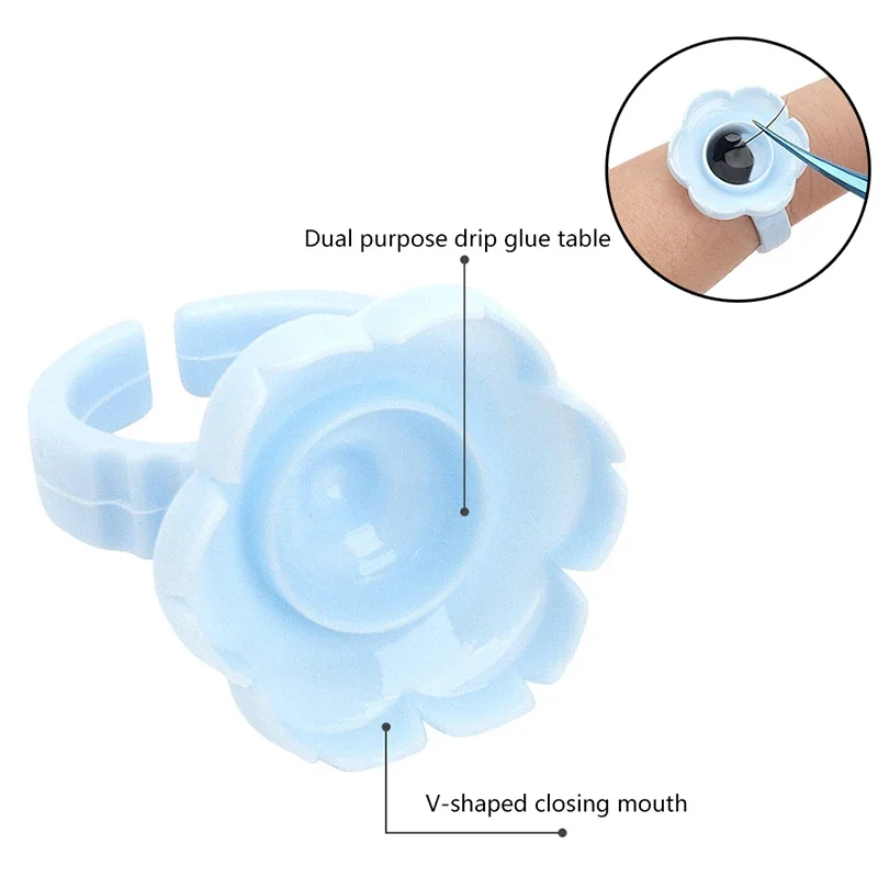 100Pcs Grafted Eyelash Glue Ring Cup Planting Grafting Sun Flower Glue Cup Fan Extension Makeup Tool Eyelash Extension Glue Cup