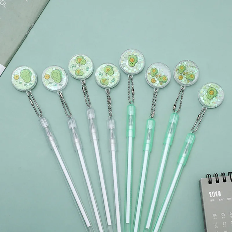 24 PCs Student Avocado Sequin Pendant Gel Pen Cartoon Creative Learning Office Supplies Exam Signature Ball Pen