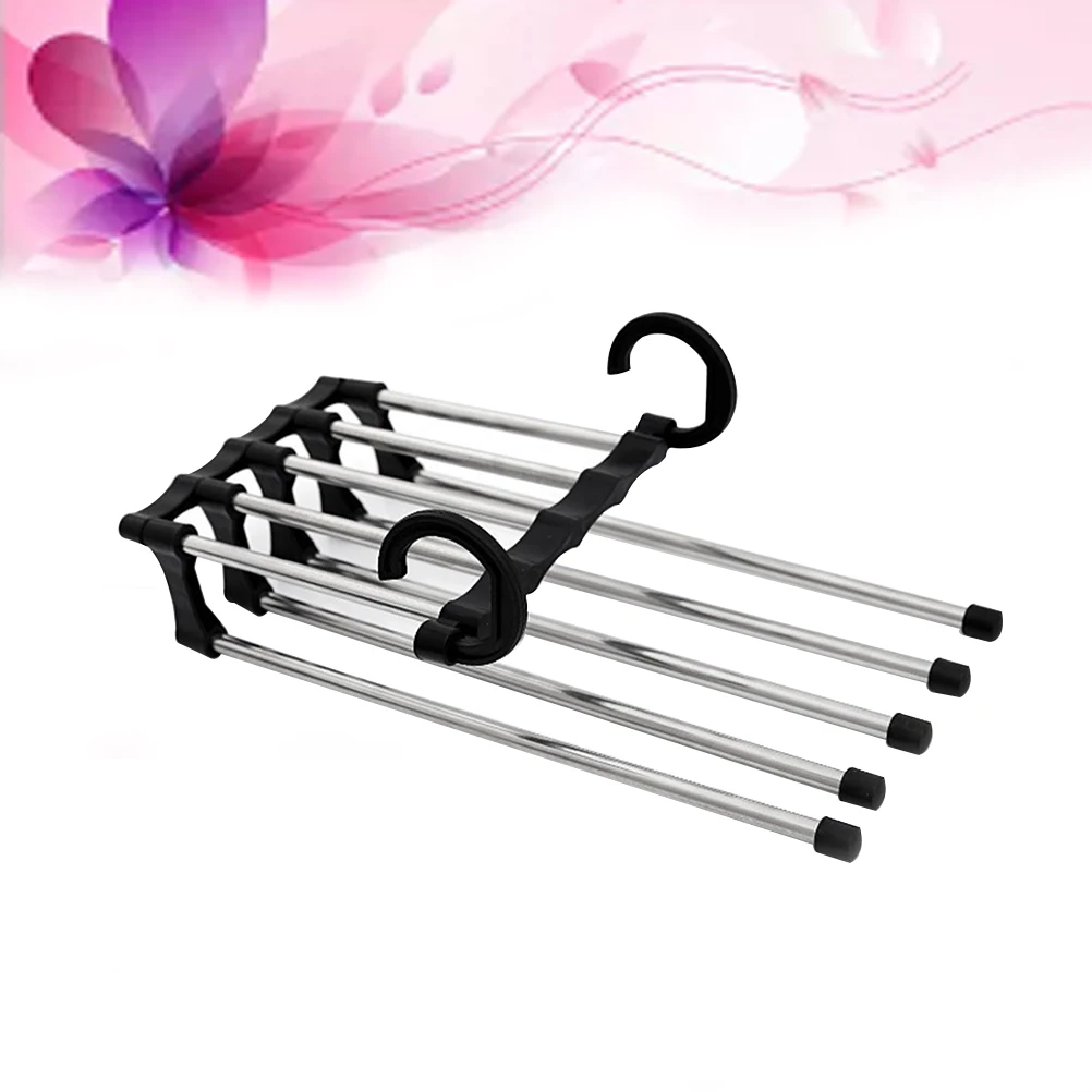 

Double Hook -Saving Clothes Hanger Abs Hooks Telescopic Stainless Steel Black Drying Rack For Travel Pants