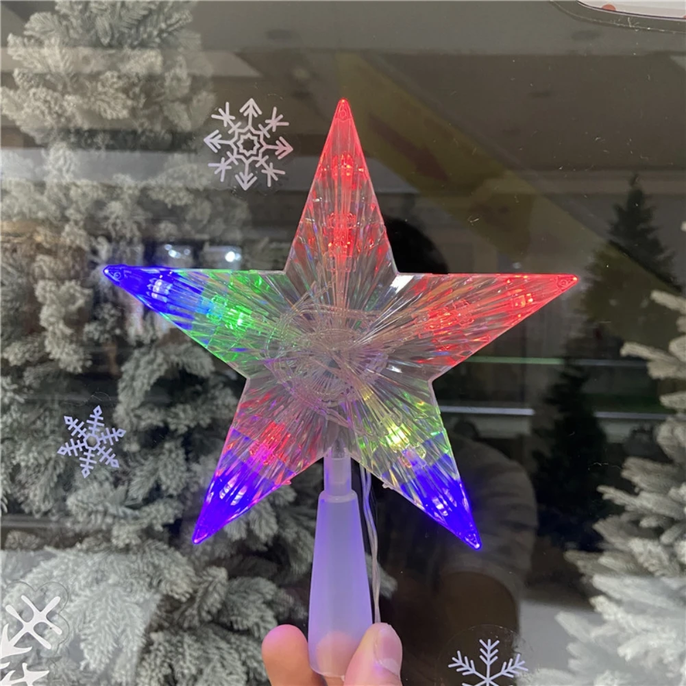 A Christmas Tree Topper Star LED Light Christmas Pendant Star Night Light Treetop Xmas Tree Decor Gift For Home Decoration Tools