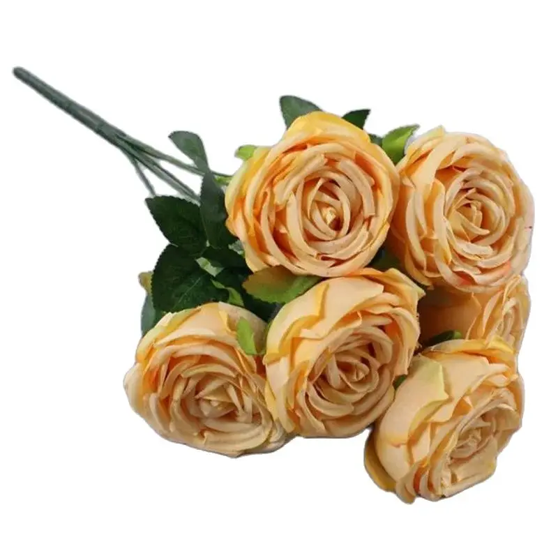 One Faux Round Rose (7 Heads/Bunch) 17