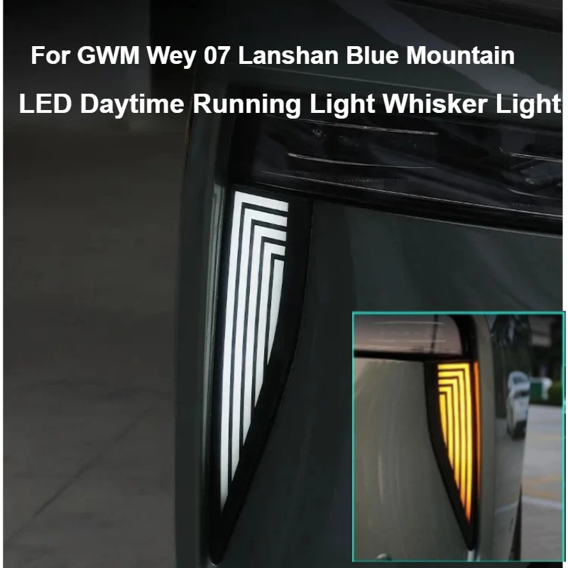 

Для GWM Wey 07, Lanshan Blue Mountain, интеллектуальное издание для вождения, светодиодные дневные ходовые огни, усы, аксессуары для указателей поворота