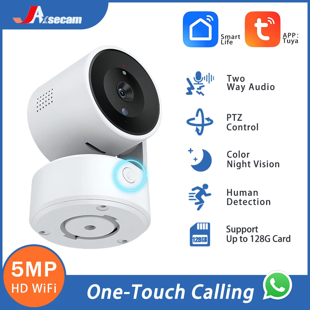 Tuya 5MP PTZ WiFi IP Camera One-touch Call Indoor Baby Monitor Wireless Security Protection Camera Supports Bluetooth connection