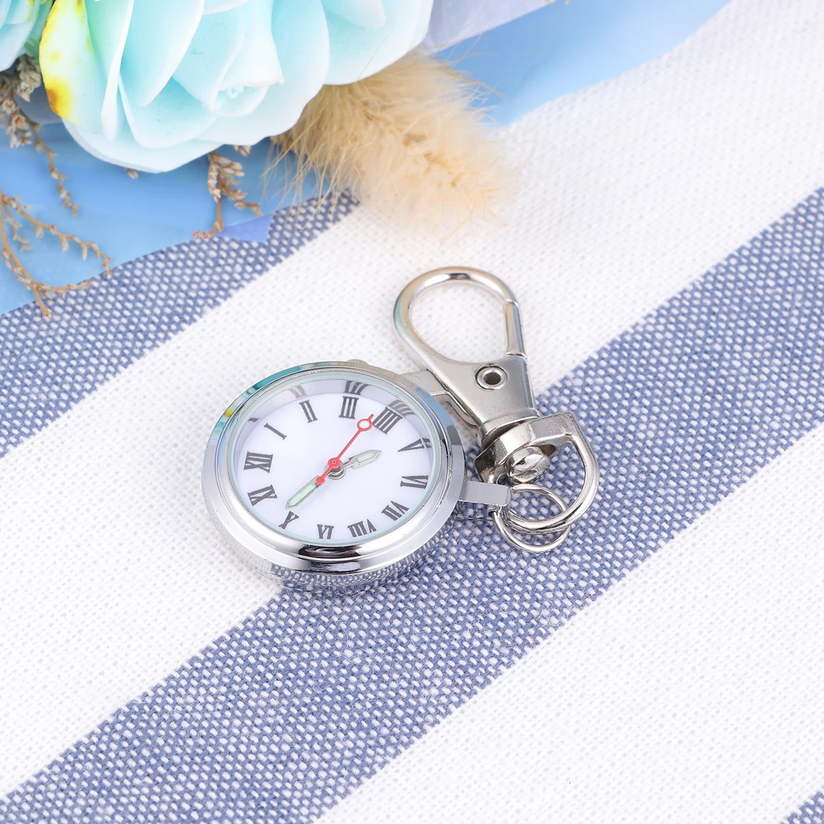 

Large Dial Pocket Watch Keychain Quartz Classical Keyring Gifts Kids Adult Luminous Night Time Needle Easy Read Durable Premium