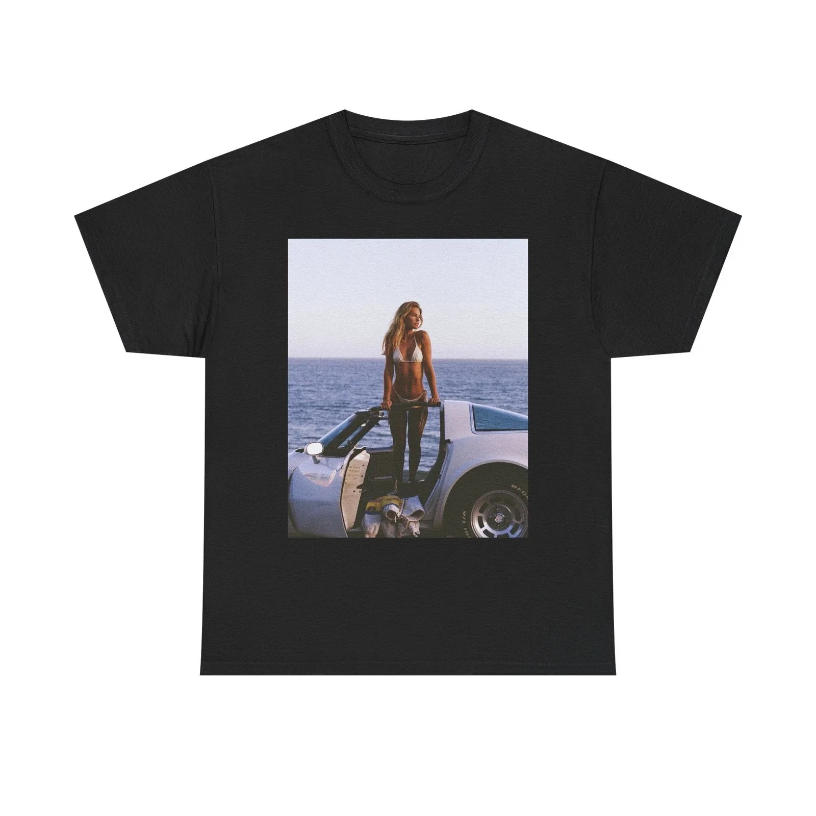 

Sports Car Beautiful Woman Graphic Print Summer Luxury Brand Pure Cotton Men's and Women's T-shirt Short Sleeve Street Fashion