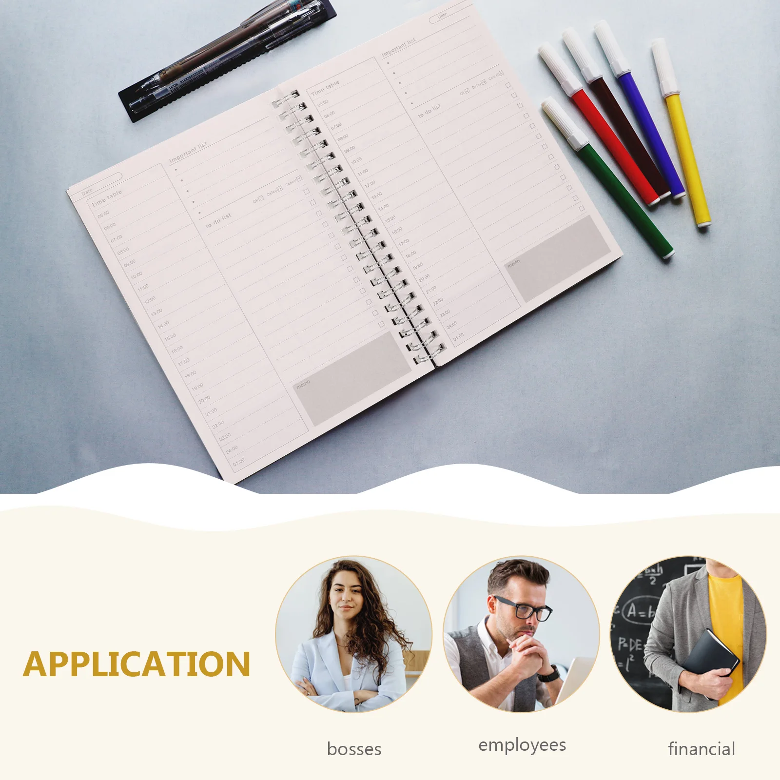 3Pcs Exquisite Planner Notebook Portable Finance Journal for Expense Tracking Daily Diary Students Notepads Organizers