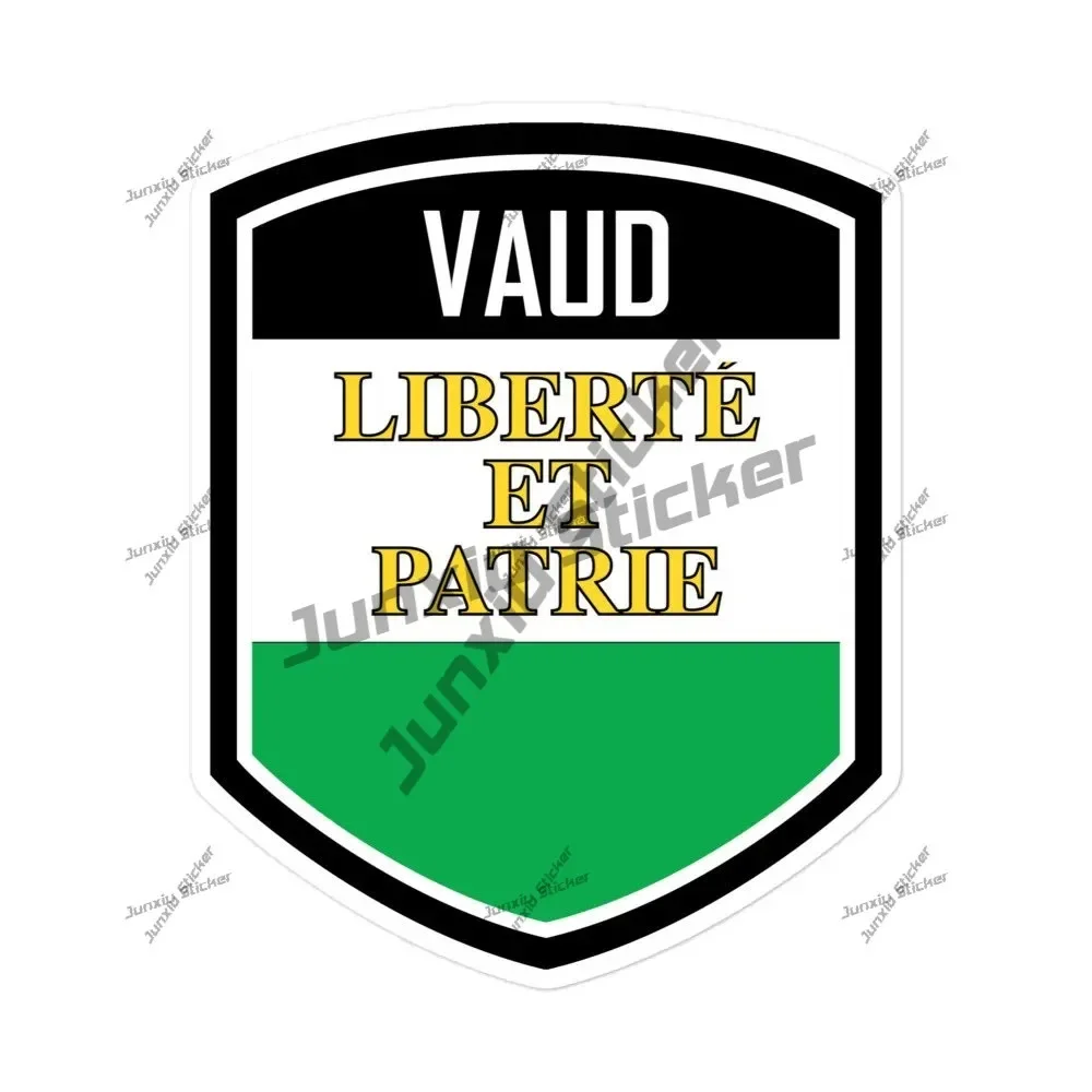 Switzerland Canton of Vaud Flag Emblem Vinyl Stickers Vehicle Exterior Decal for Bumper Bodywork Windshield Decor