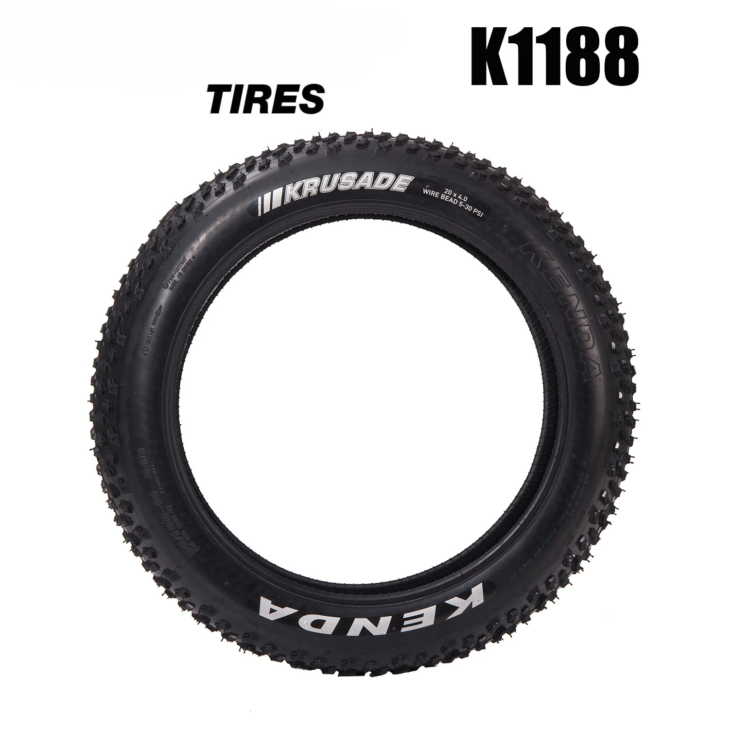 

K1188 Krusade Fat Tire 20x4.0 Велосипедная шина 20 "x 4.00 Wire Clincher SRC Черная толстая велосипедная шина
