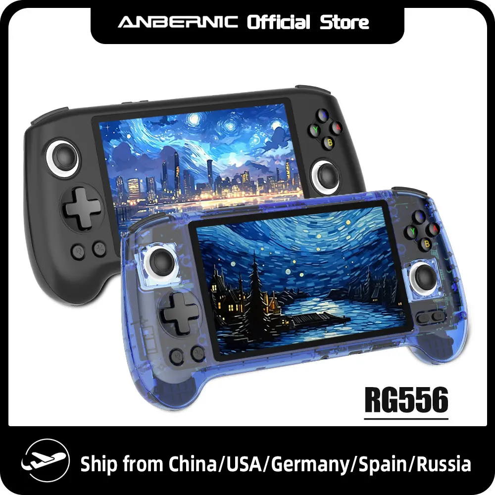 ANBERNIC RG556 Retro Handheld Game Console 64bit Android 13 System Unisoc T820 5.48-inch AMOLED Screen Hall Joystick Game Player