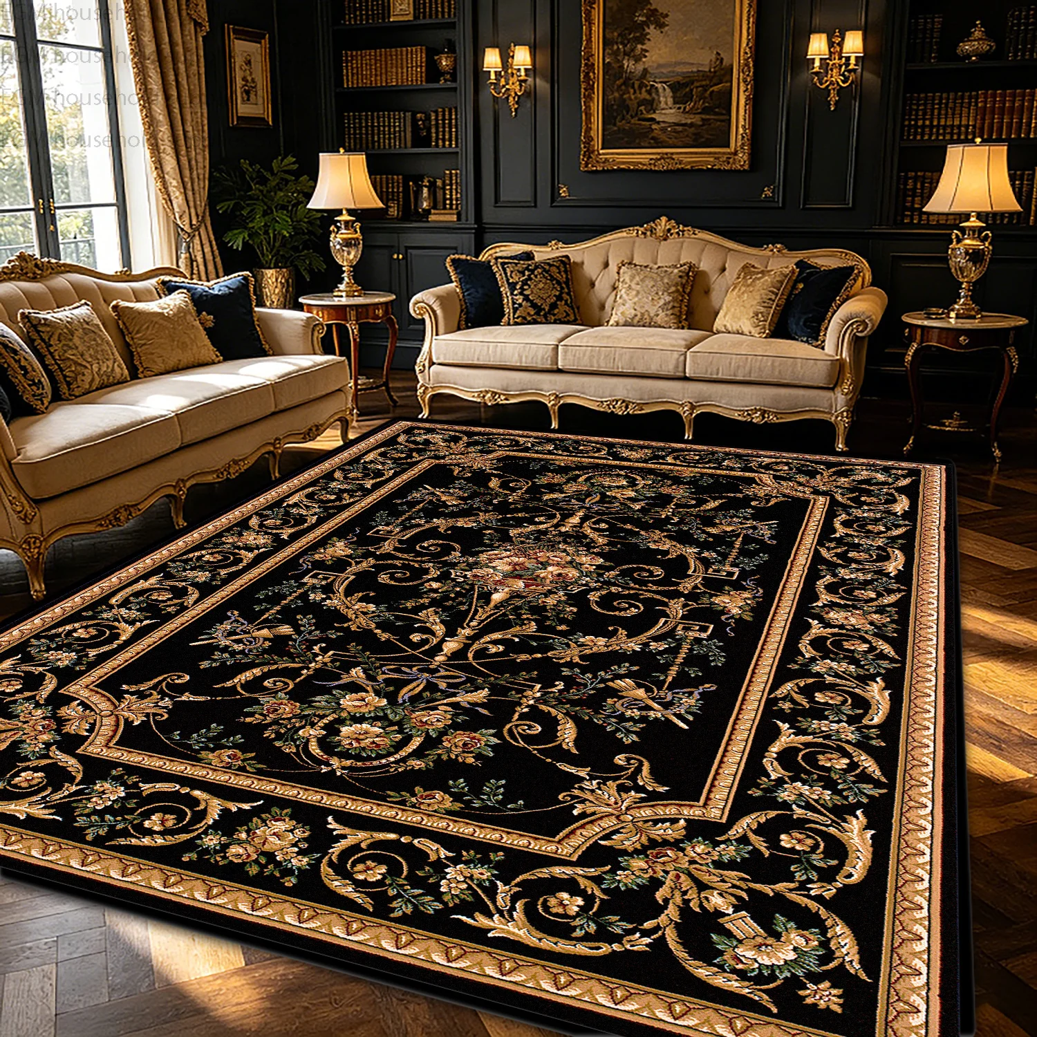 Luxury Vintage Persian Dark Toned Hall Carpet High-end Store Living Room Decor Large Area Rugs Non-slip Washable Soft Floor Mats