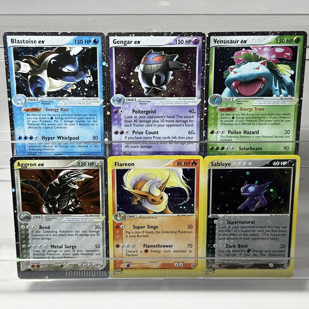 PKM English PTCG Sandstorm+FireRed & LeafGreen Foil Rare Galaxy Proxy Rare Game Card Aggron/Gengar/Blastoise/Venusaur ex Sableye