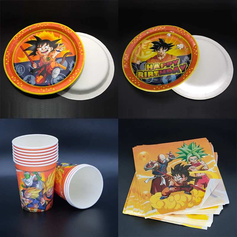 Dragonball Birthday Decoration Goku Stickers Balloons Disposable Tableware Tablecloth Straw Cup Plates Baby Shower Supplies Toy