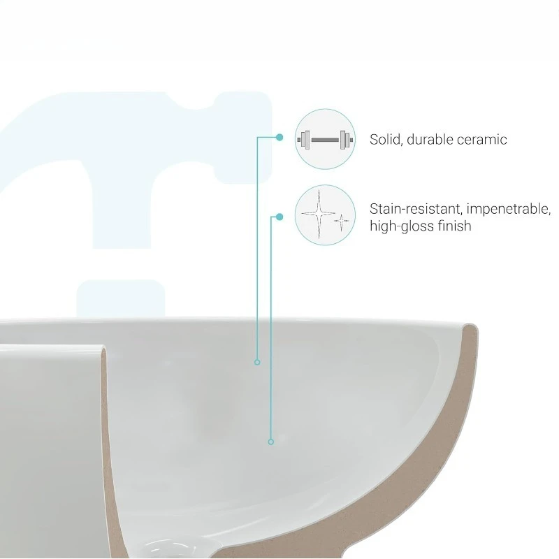 حوض بقاعدة موناكو SM-PS307 مصنوع بشكل جيد للأبد، أبيض لامع