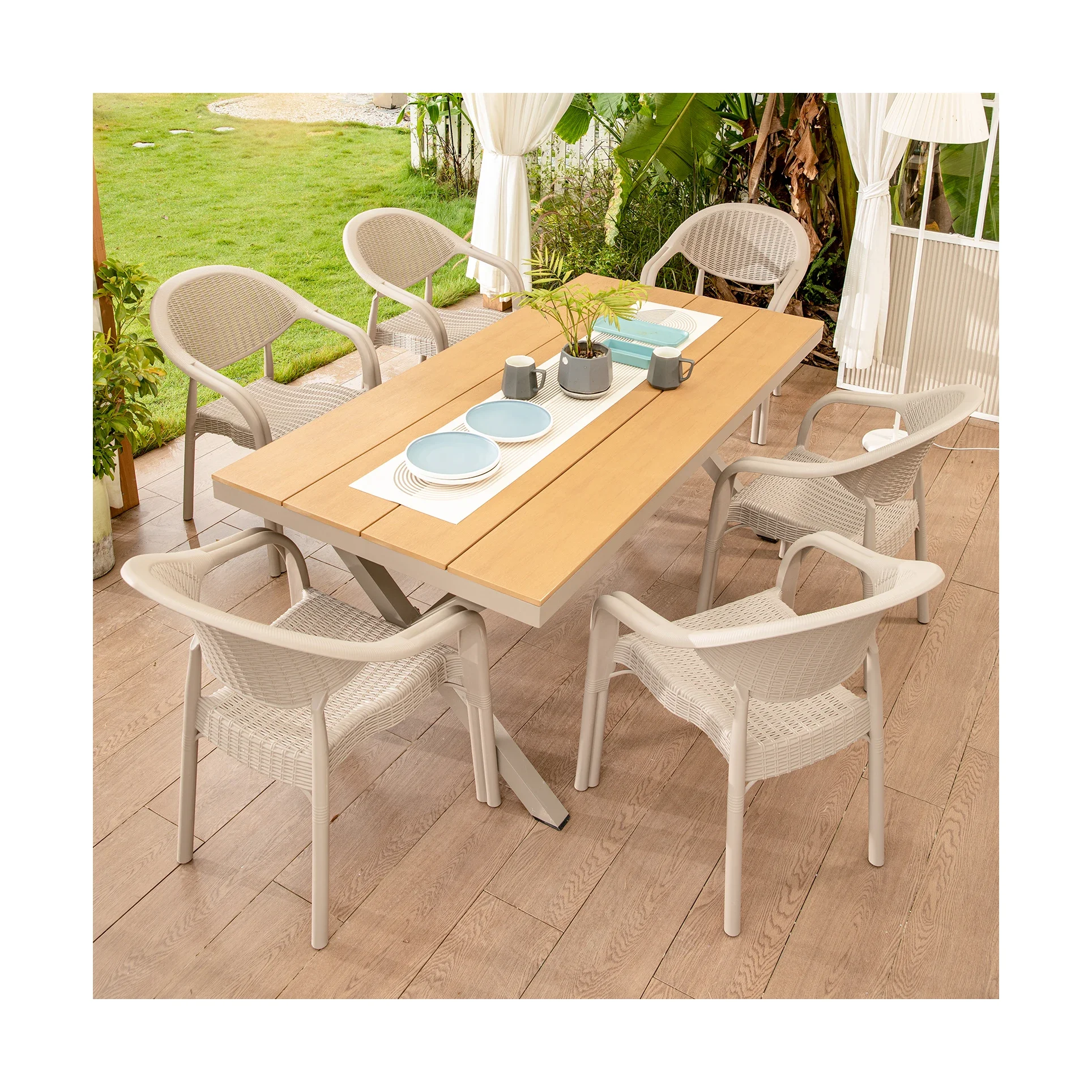 Plastic dining table and chair for sale outdoor furniture restaurant kitchen cafe plastic chair