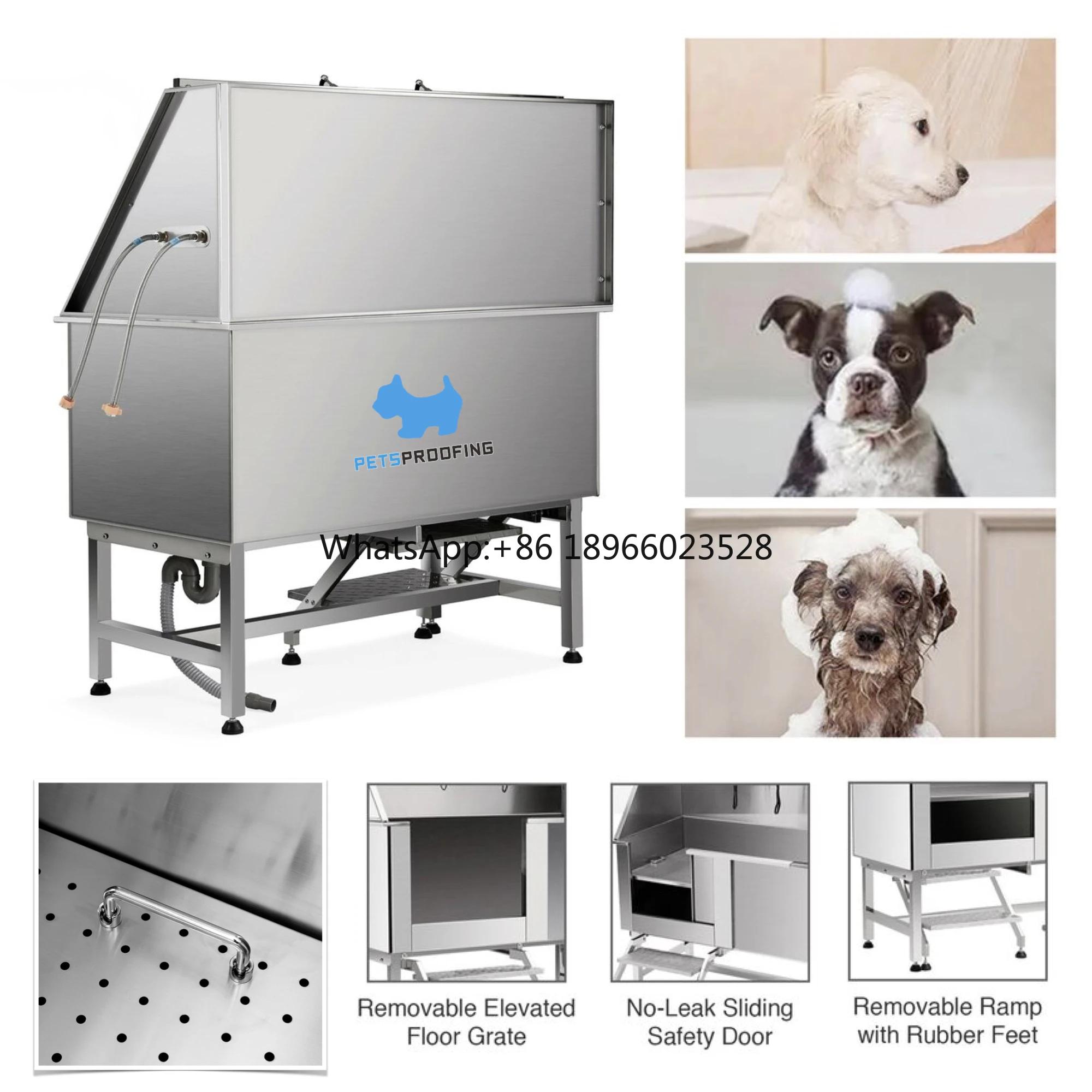 

Top qualityPortable Stainless Steel 304 Pet Grooming Bath Tub Table Dog Cat Pet Animal Shop Equipment