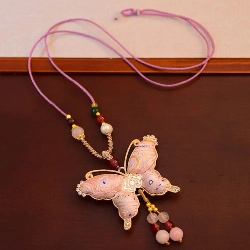 Beads Song Brocade Butterfly Necklace Tassels New Chinese Style Chinese Style Necklace High-end Sweater Chain