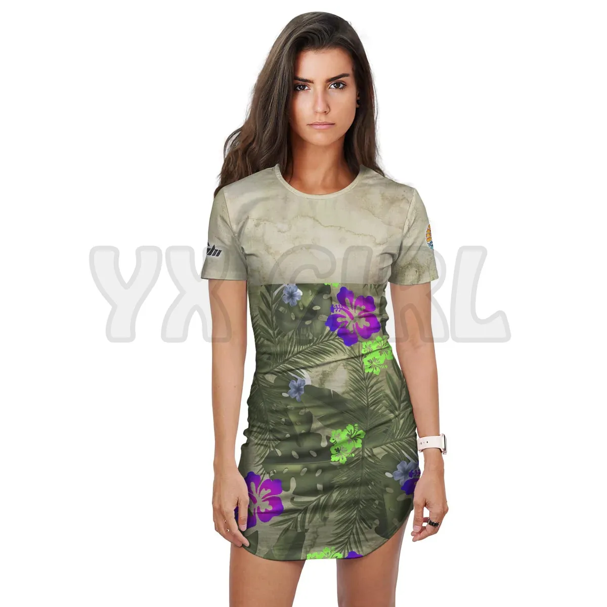 YX MÄDCHEN ROBE T-SHIRT FLORAL-8 3D Alle Über Gedruckt T-SHIRT KLEID Sexy Sommer Frauen Casual Kleider