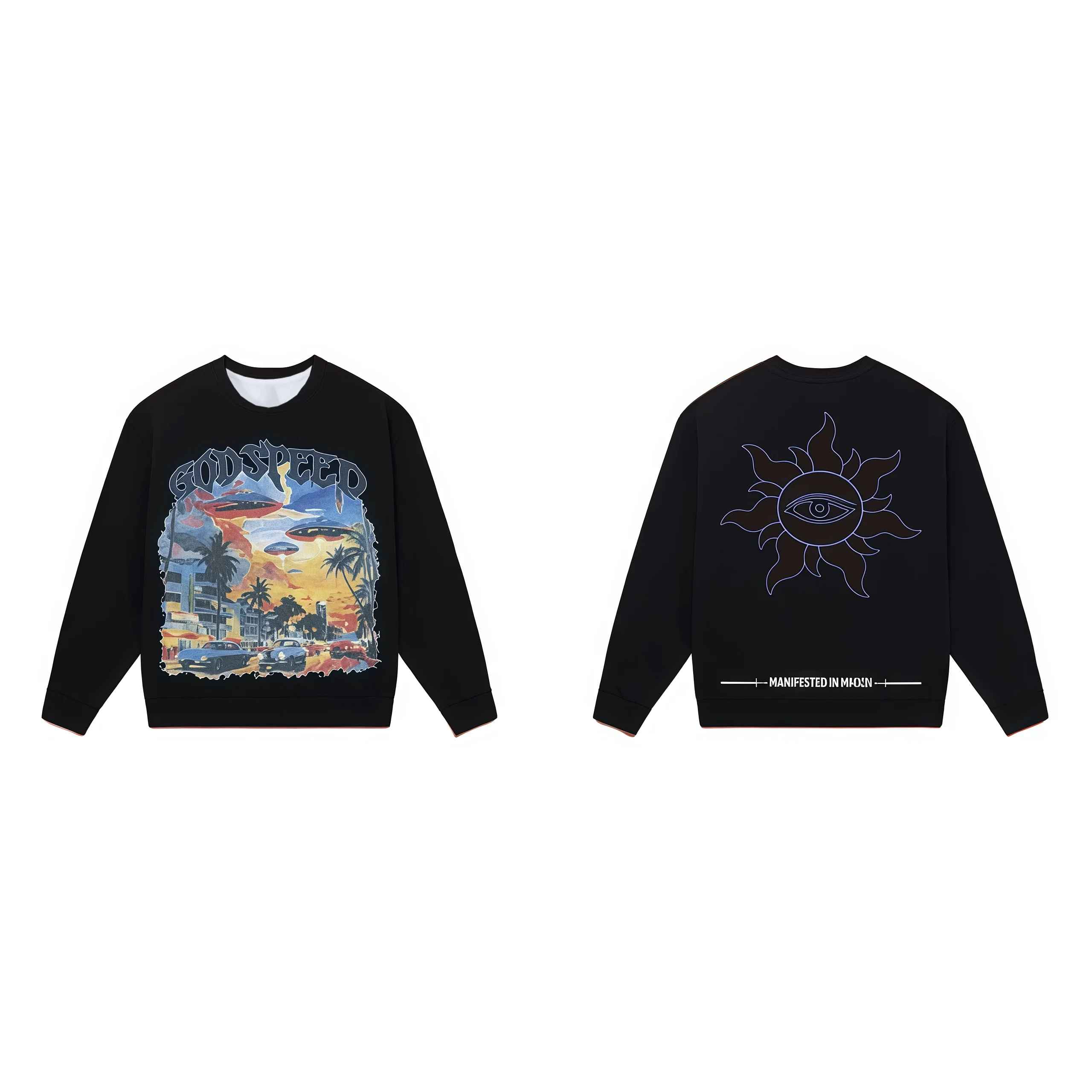 Sweat-shirt à col rond avec motifs imprimés pour hommes et femmes, sans chapeaux, automne et hiver