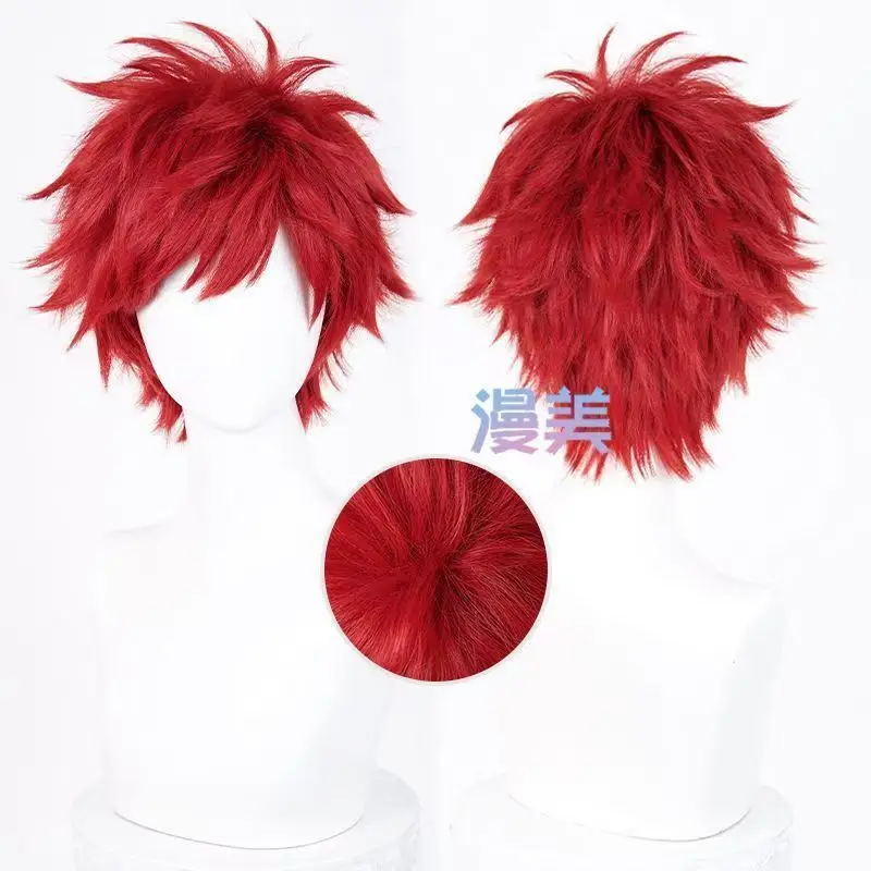 Peruka do cosplayu Gaary z Pustyni, czerwona, puszysta, krótka, z kolcami, uniwersalna peruka anime