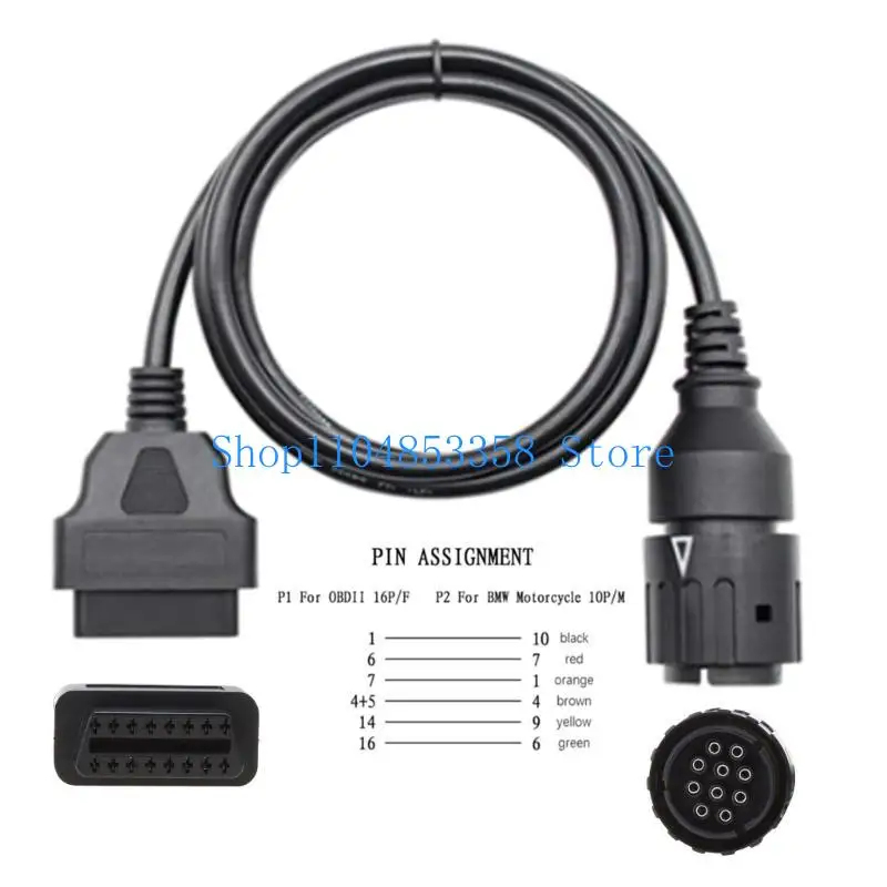

652F 10-контактный сканер, 10-контактный разъем OBD2, адаптер, диагностический удлинительный кабель, используемый для мотоцикла