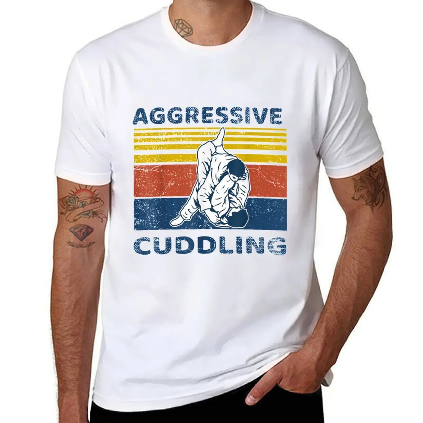 

Jiu Jitsu Shirts Aggressive Cuddling Vintage BJJ MMA Jujitsu T-Shirt cotton t shirt pack T-Shirt