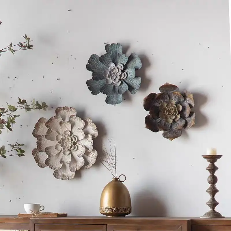 Rustic Luxe Vintage Metal Wall Arts Flowers for Hallway Entryway Room Decoration