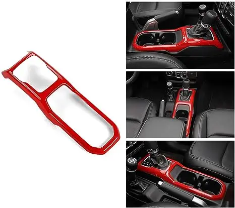 for Jeep JL Gear Shift Cup Holder Panel Trim Cover for Jeep Wrangler JL JLU 2018 up for Gladiator JT 2020 up Red Interior Access