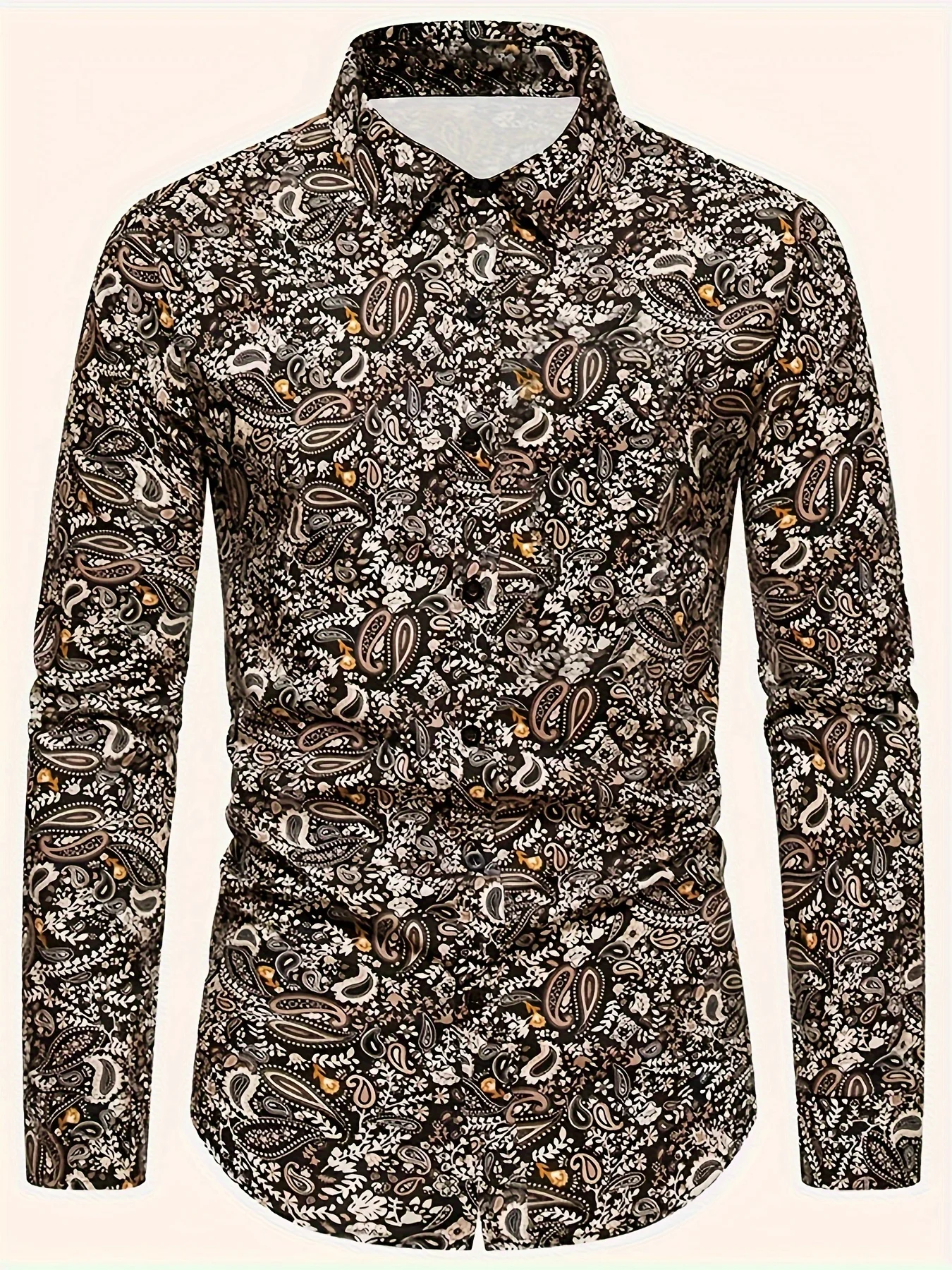 

Мужская рубашка с длинным рукавом с принтом приталенного кроя, повседневная одежда из полиэстера на пуговицах, весенне-осенняя одежда