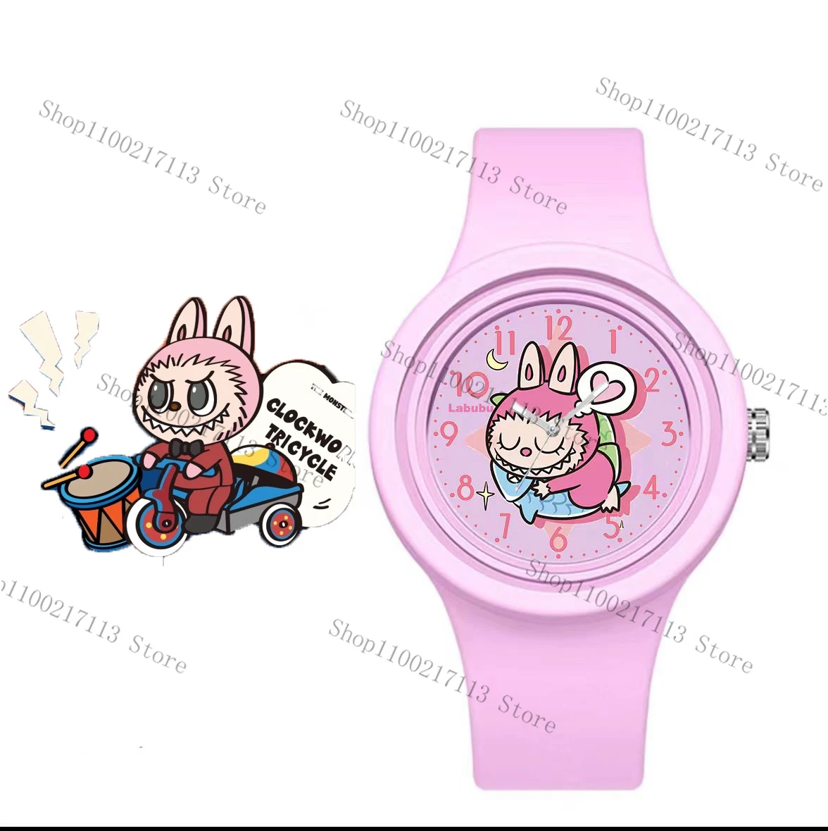 Labubu-Reloj de muñeca de dibujos animados para niños y niñas, pulsera de silicona redonda, reloj Digital analógico, juguetes para niños, regalos de cumpleaños, nuevo