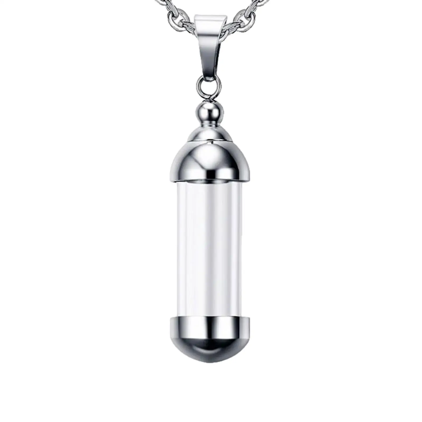 Small Titanium Cylinder Pendant Couple Wishing Bottle Perfume Necklace for Perfume, Colored , Ashes, etc.