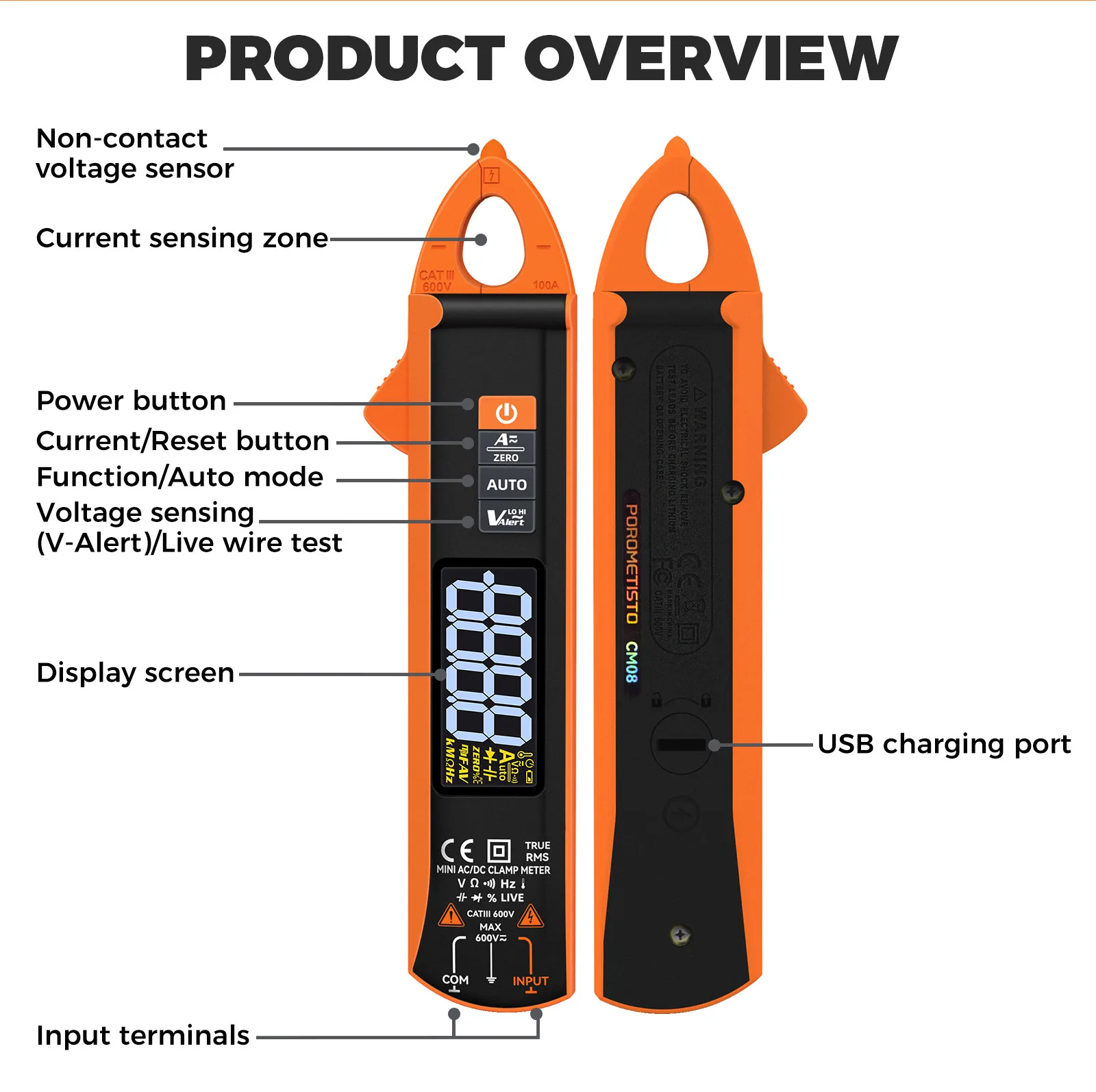 Digitales Zangenmessgerät Multimeter AC/DC 600A/1000A Amperemeter True RMS Multimeter Hochpräzise Kapazitätsmessung NCV Ohm Hz Spannungsprüfer – Detail 30